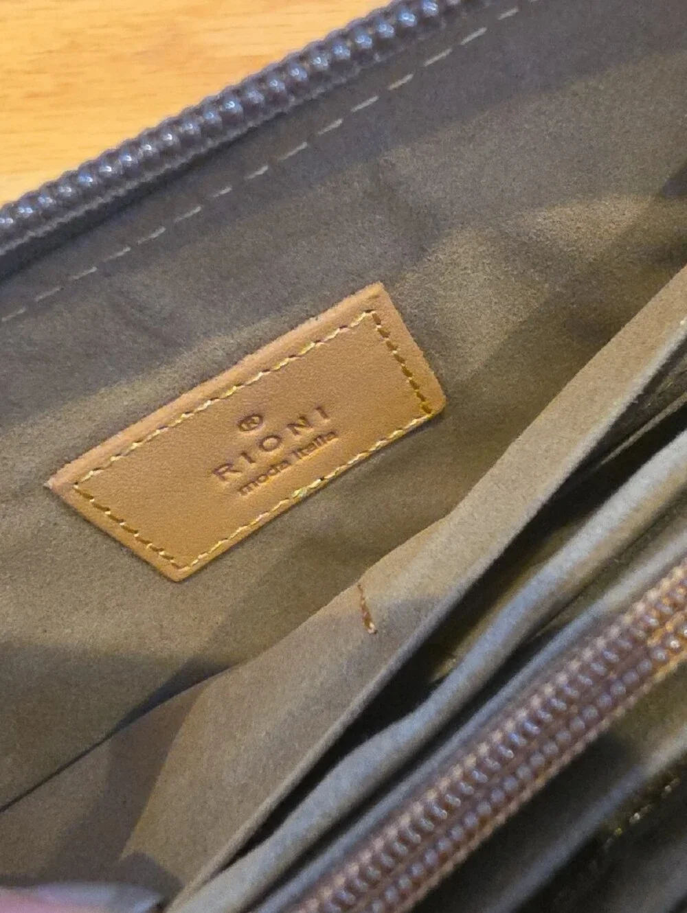 Rioni Monogram Brown Zip Wallet